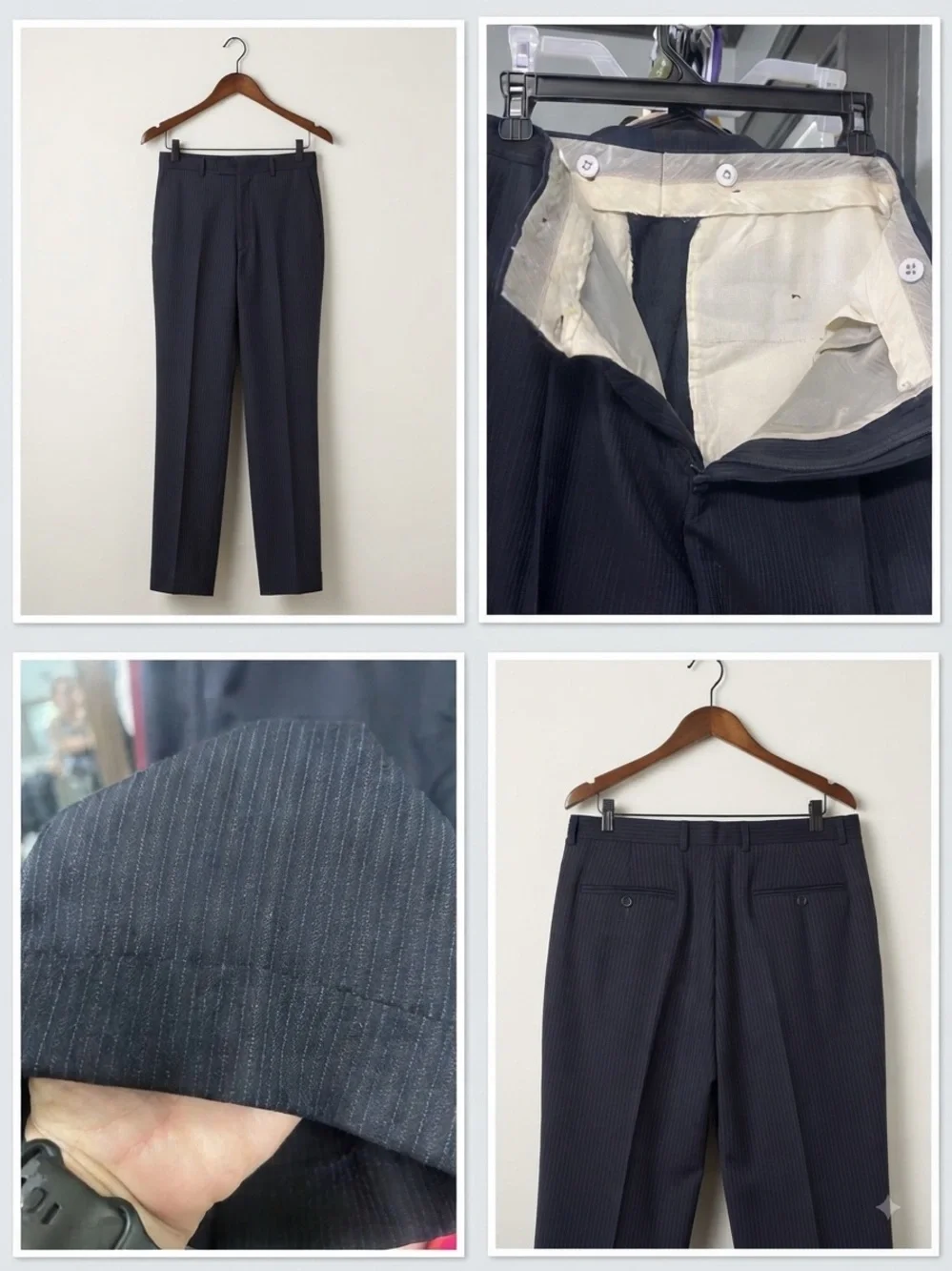 Burberry Black Pinstripe Wool Suit Jacket and Pants